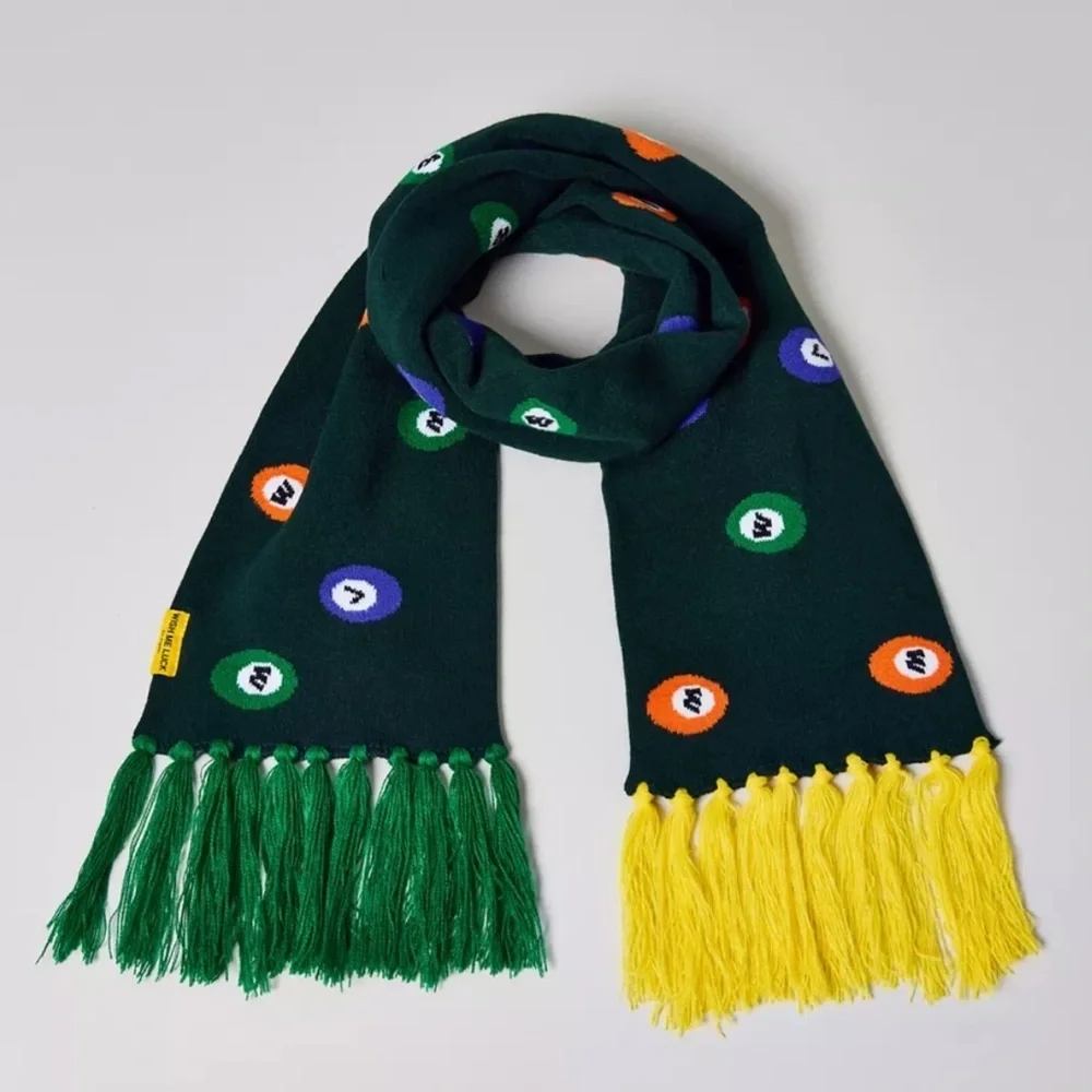 Urban Outfitters Wish Me Luck Billiard Pool Ball Knit Scarf and Beanie Set New
